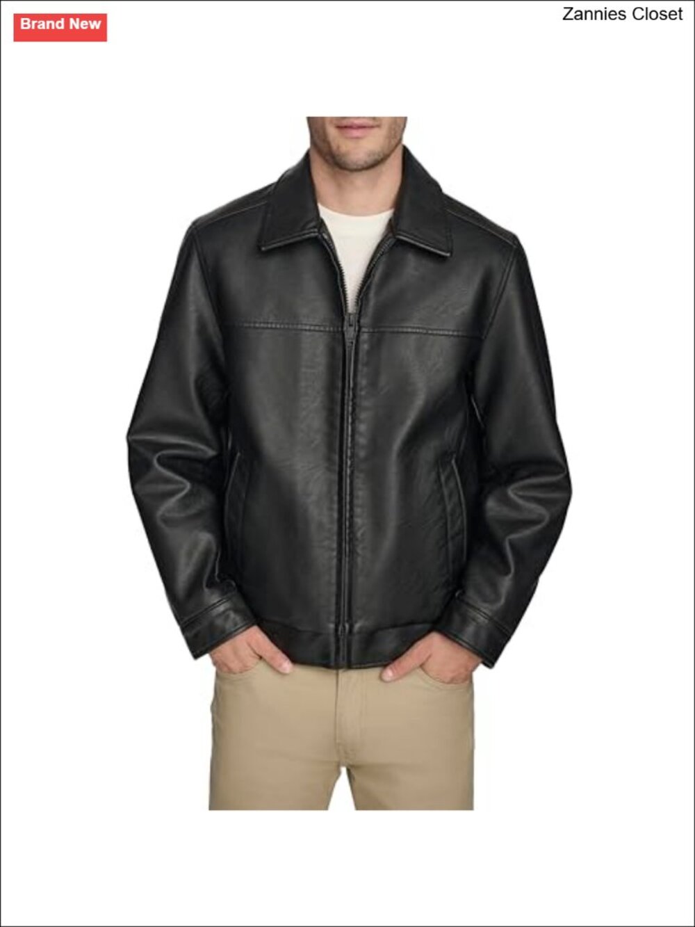 Faux Leather Quilted Jacket Point Collar Long Sleeve Oversized